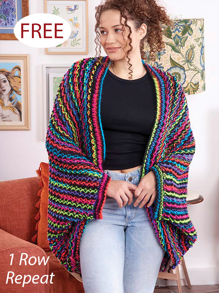 Free Spectrum Striped Snuggle Cocoon Cardi Knitting Pattern