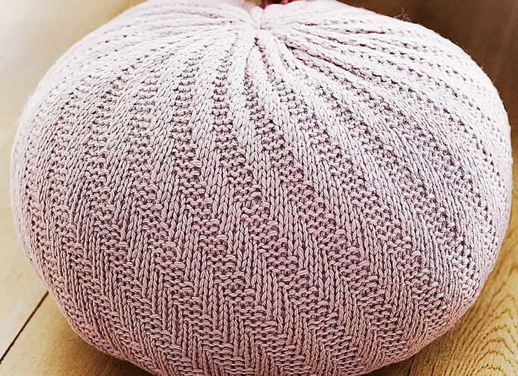 Free Knitting Pattern for Spiral Floor Pouf