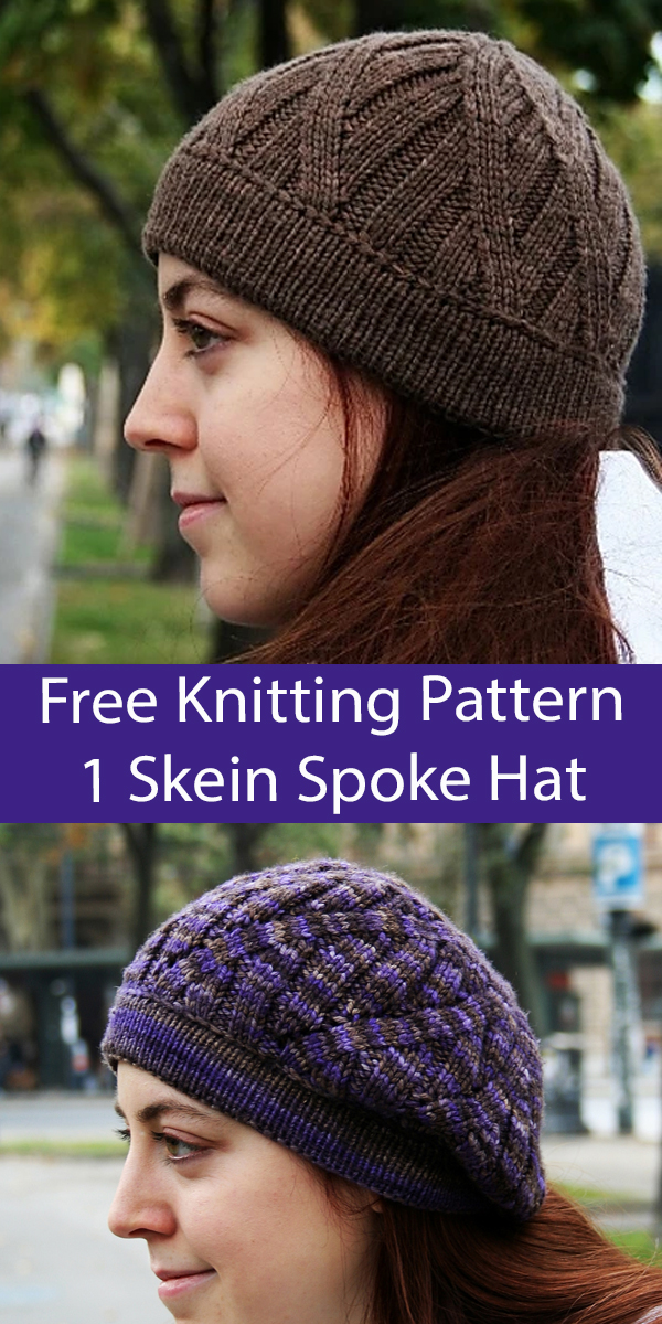 Free Knitting Pattern Spoke Hat 1 Skein