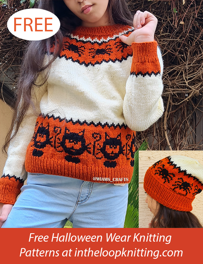 Free Spooky Buddies Halloween Sweater and Hat Knitting Patterns