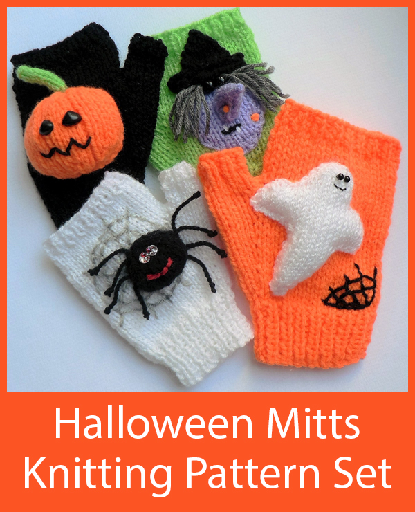 Knitting Pattern for Spooky Halloween Fingerless Mitts