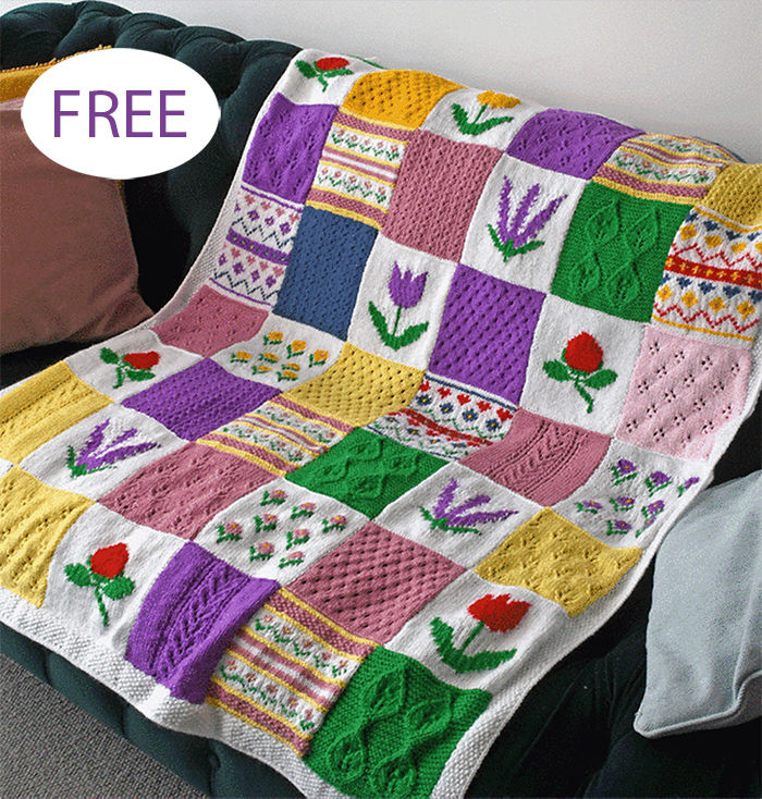 Garden Sampler Blanket Sampler Block Blanket Free Knitting Pattern