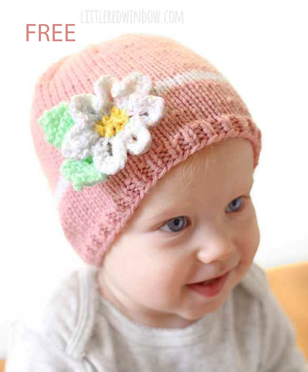 Free Knitting Pattern for Spring Daisy Hat