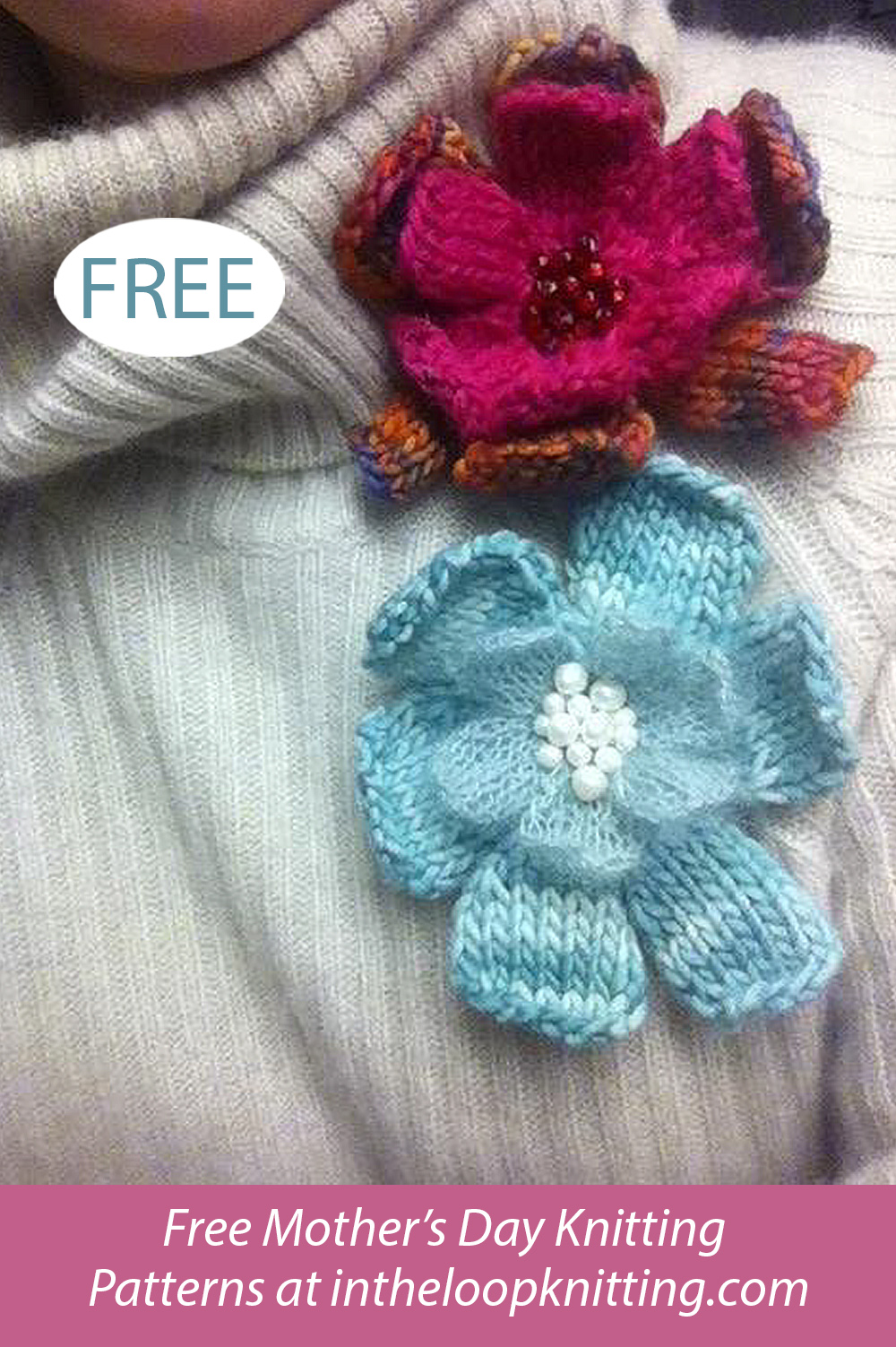 Free Knitting Pattern Spring Flower Brooch
