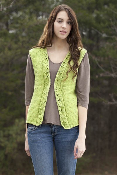 Free knitting pattern for Spring Leaves Vest and more vest knitting patterns