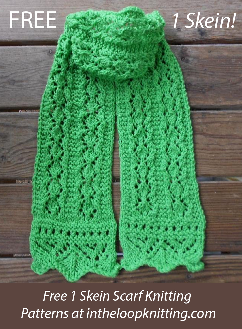 Free One Skein Spring Moss Lace Scarf Knitting Pattern