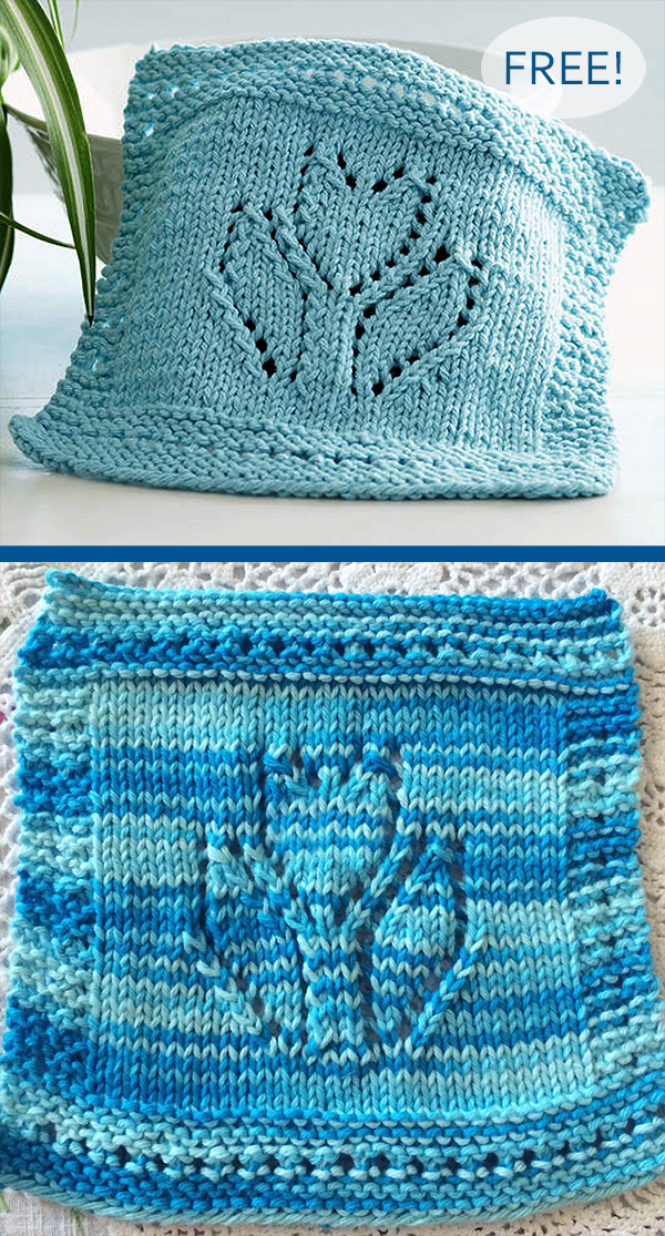 Free Knitting Pattern for Spring Tulip Dishcloth