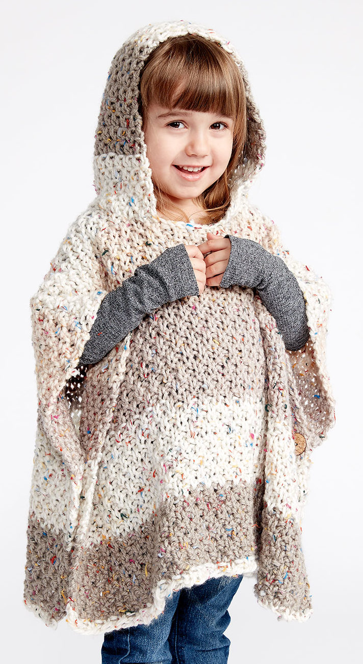 Girls Cable Poncho & Hat Knitting Pattern PDF Childrens 