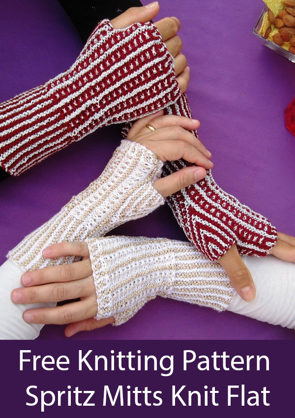 Free Knitting Pattern for Spritz Fingerless Mitts Knit Flat