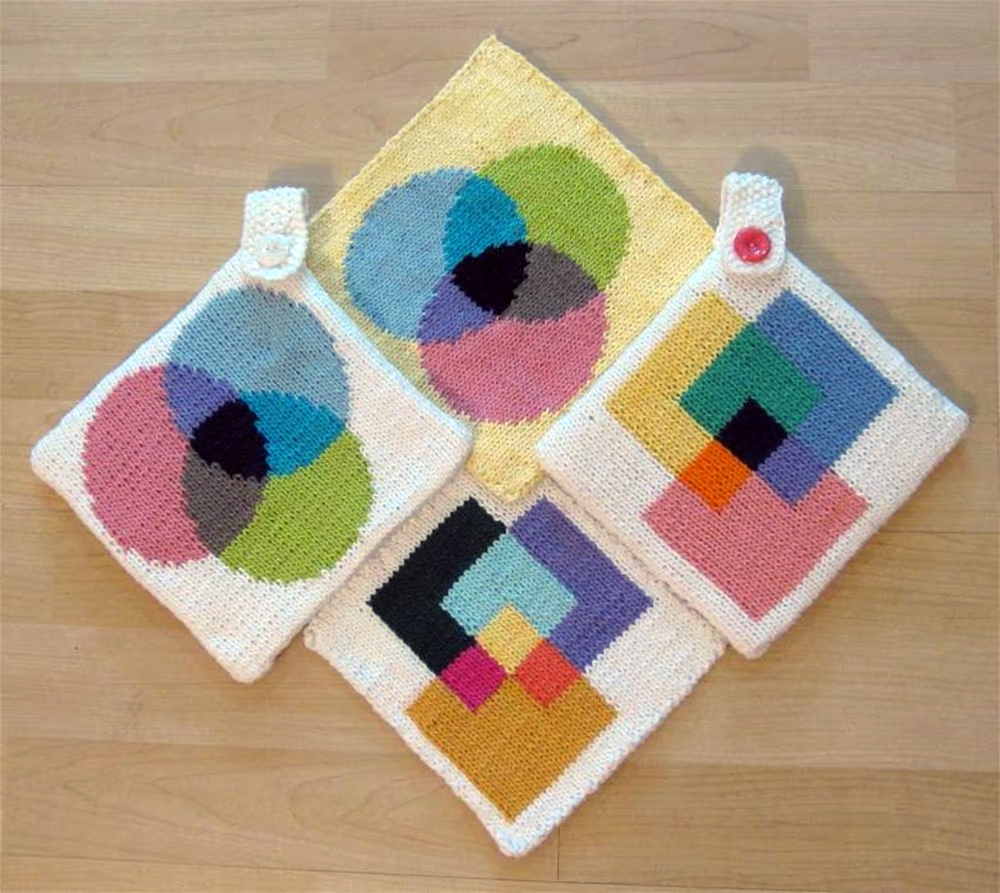 Knitting Patterns  Square and Circle Venn Diagram Coaster 