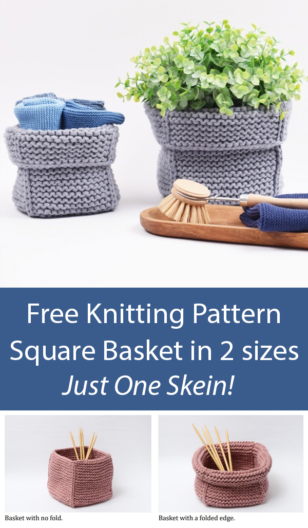 Square Basket in 2 sizes Free Knitting Pattern
