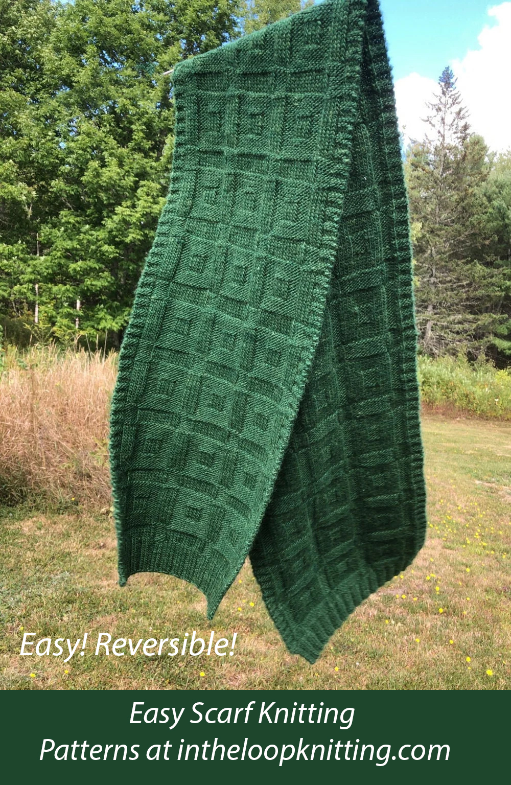 Easy Square Deal Reversible Scarf Knitting Pattern