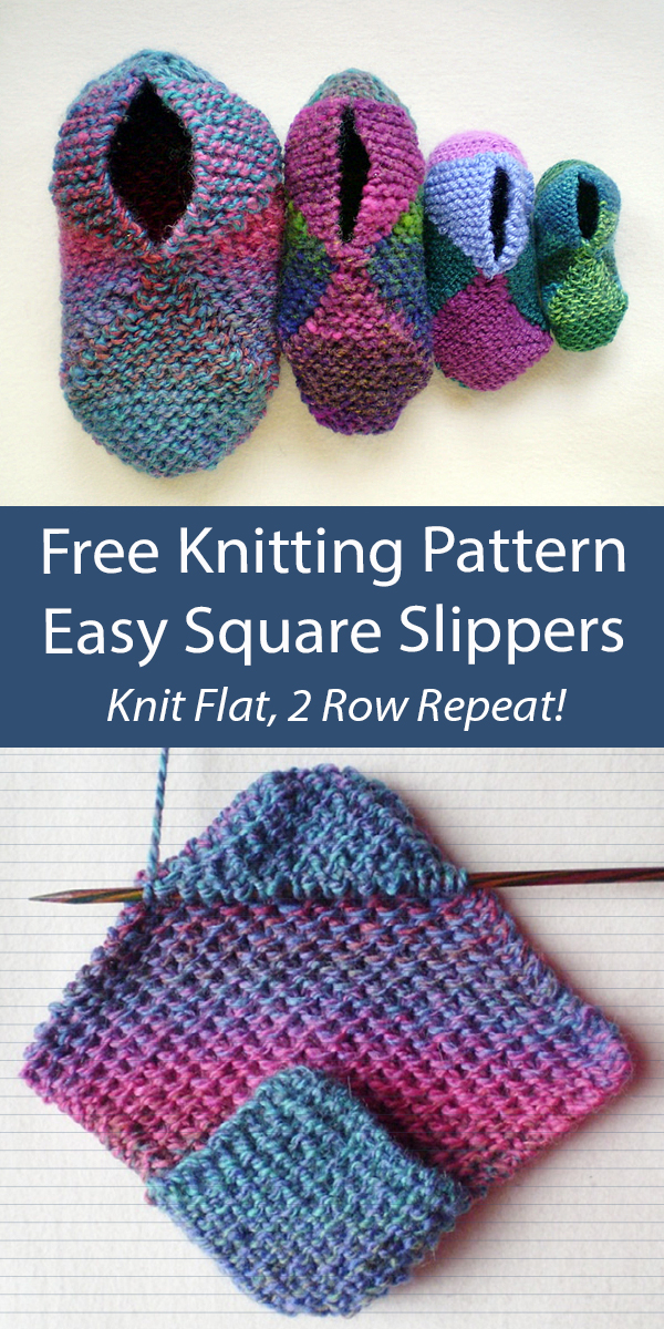 Square Slippers Free Knitting Pattern