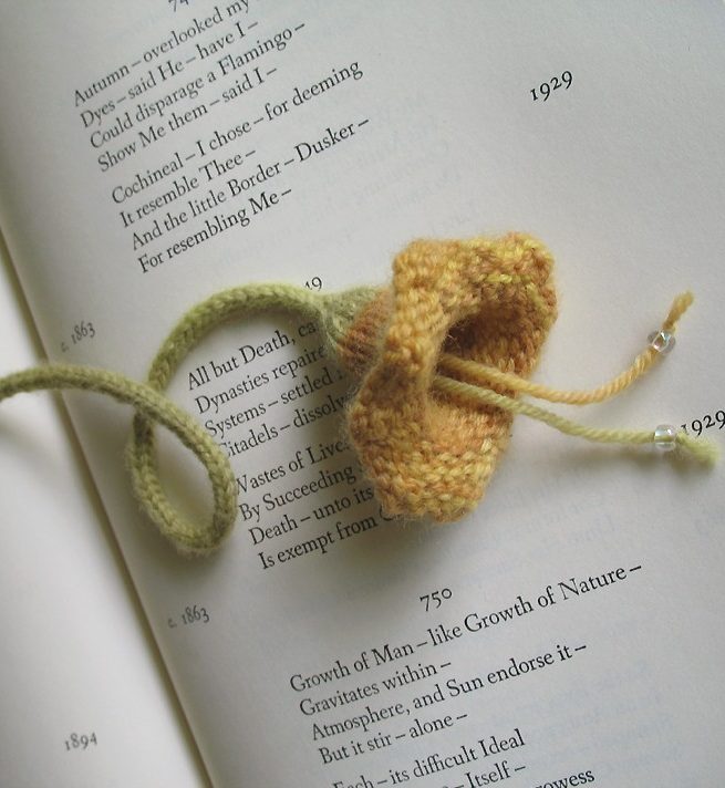 Knitting Pattern for Squash Blossom Bookmark