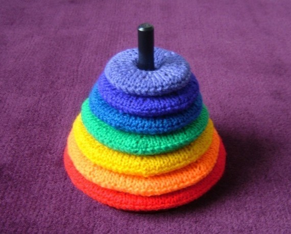 Knitting pattern for Stacking Toy and more stash buster knitting patterns