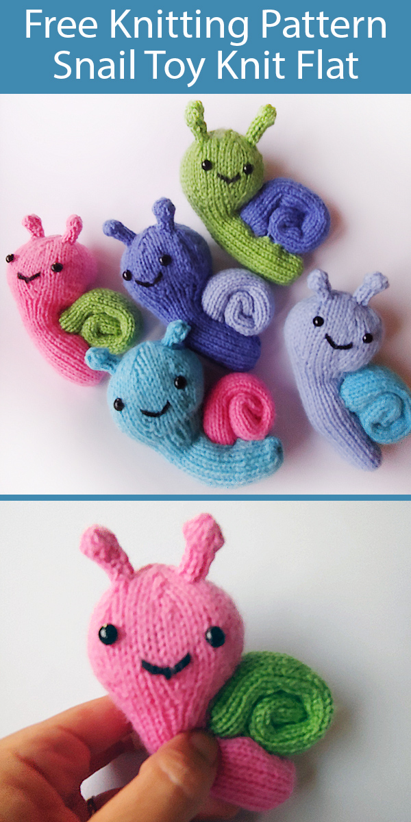 Free Knitting Pattern for Stanley the Travelling Snail Toy Knit Flat