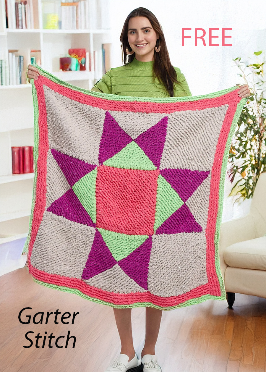 Free Knitting Pattern Star Bright Throw Quilt Afghan