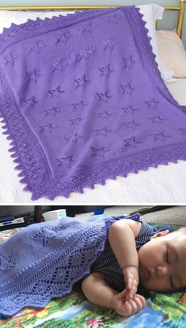 Free Knitting Pattern for Star Light, Star Bright Baby Blanket