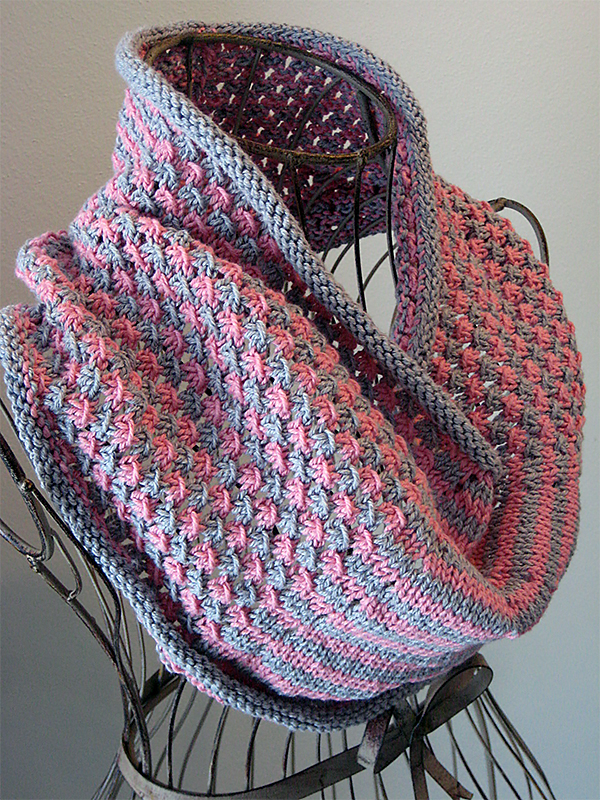 Free Knitting Pattern for Striped Star Stitch Cowl