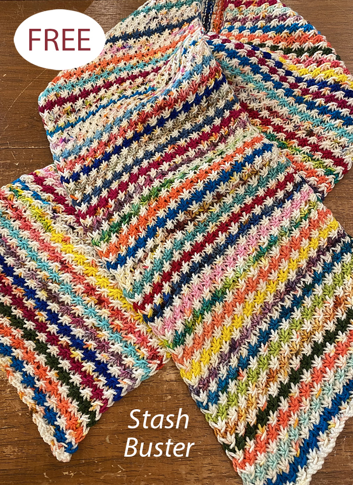 Free Shawl Knitting Pattern Striped Star Stitch Scrap Buster Scarf