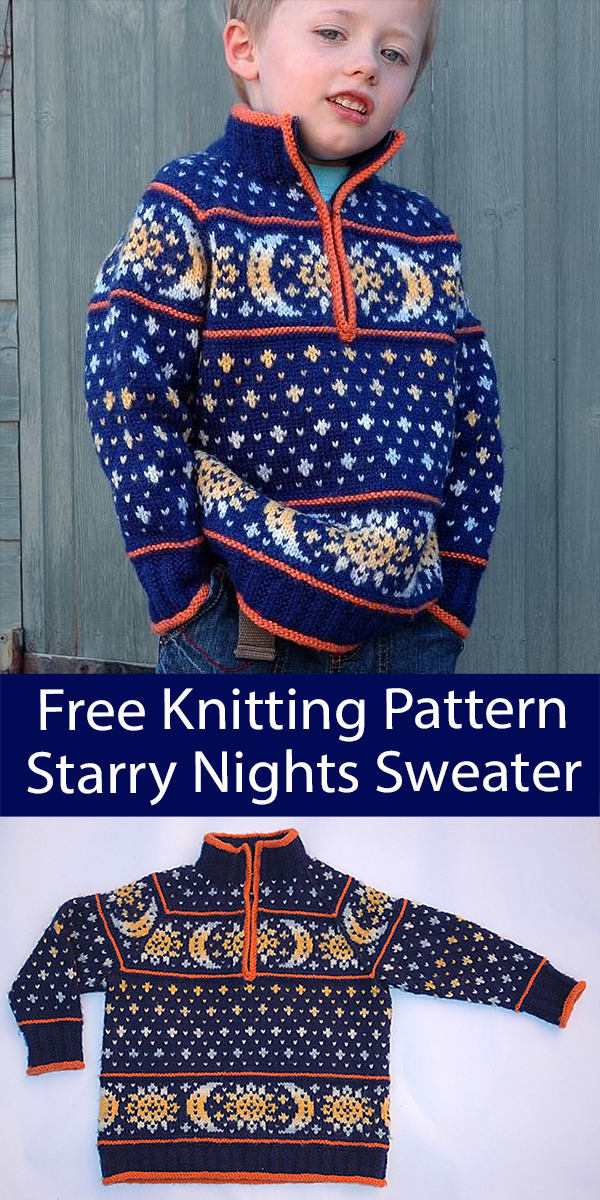 Free Child's Sweater Knitting Pattern Starry Nights Jumper