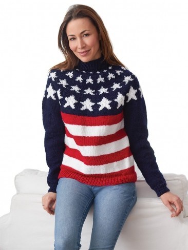 Free knitting pattern for Stars and Stripes Pullover sweater and more star knitting patterns