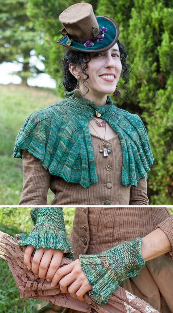 Knitting Pattern for Steampunk Collar and Cuffs