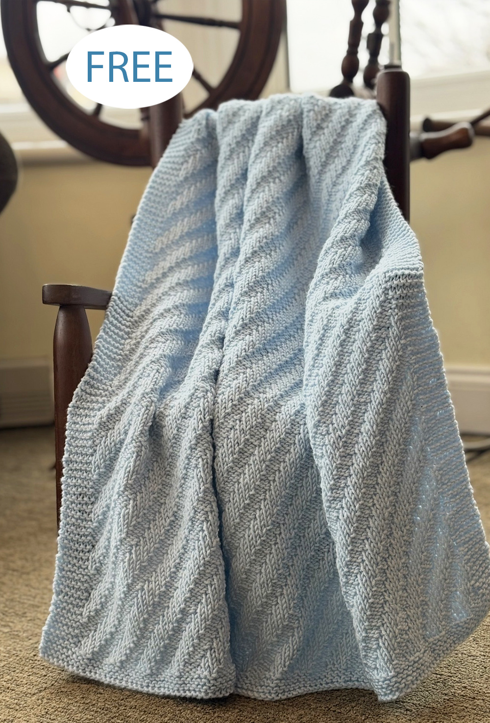 Free Easy Steep Diagonal Baby Blanket Knitting Pattern