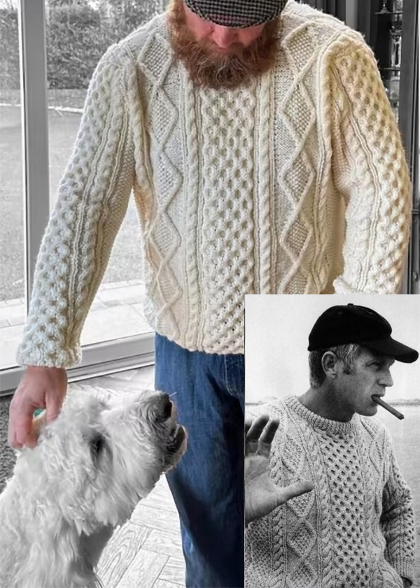 Knitting Pattern for Thomas Crown Affair Aran Jumper