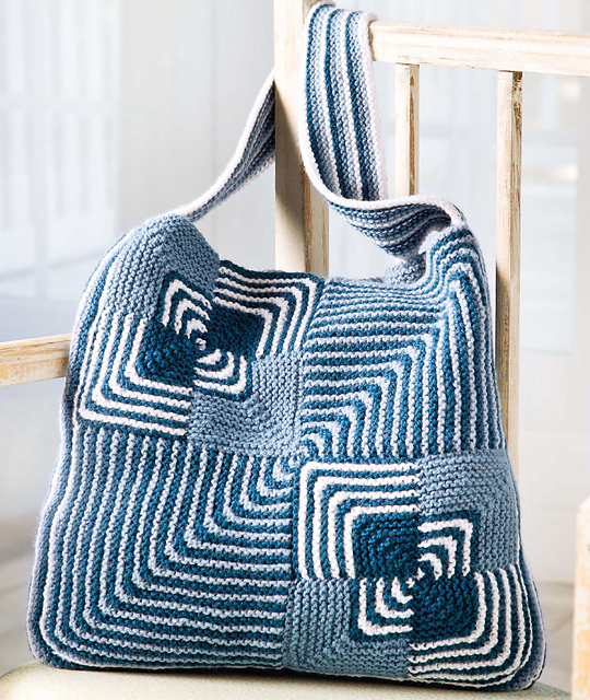 Knitting pattern for Stitch Sampler Boho Tote