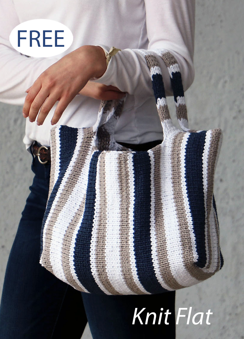 Free Knitting Pattern Stockinette Stripe Tote