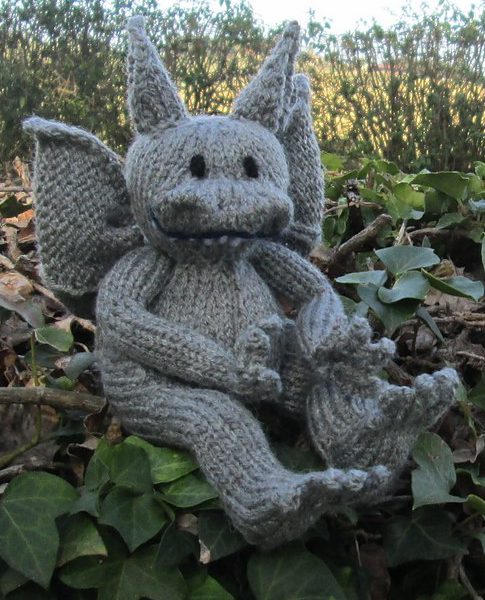 Free knitting pattern for Stone the Gargoyle toy softie