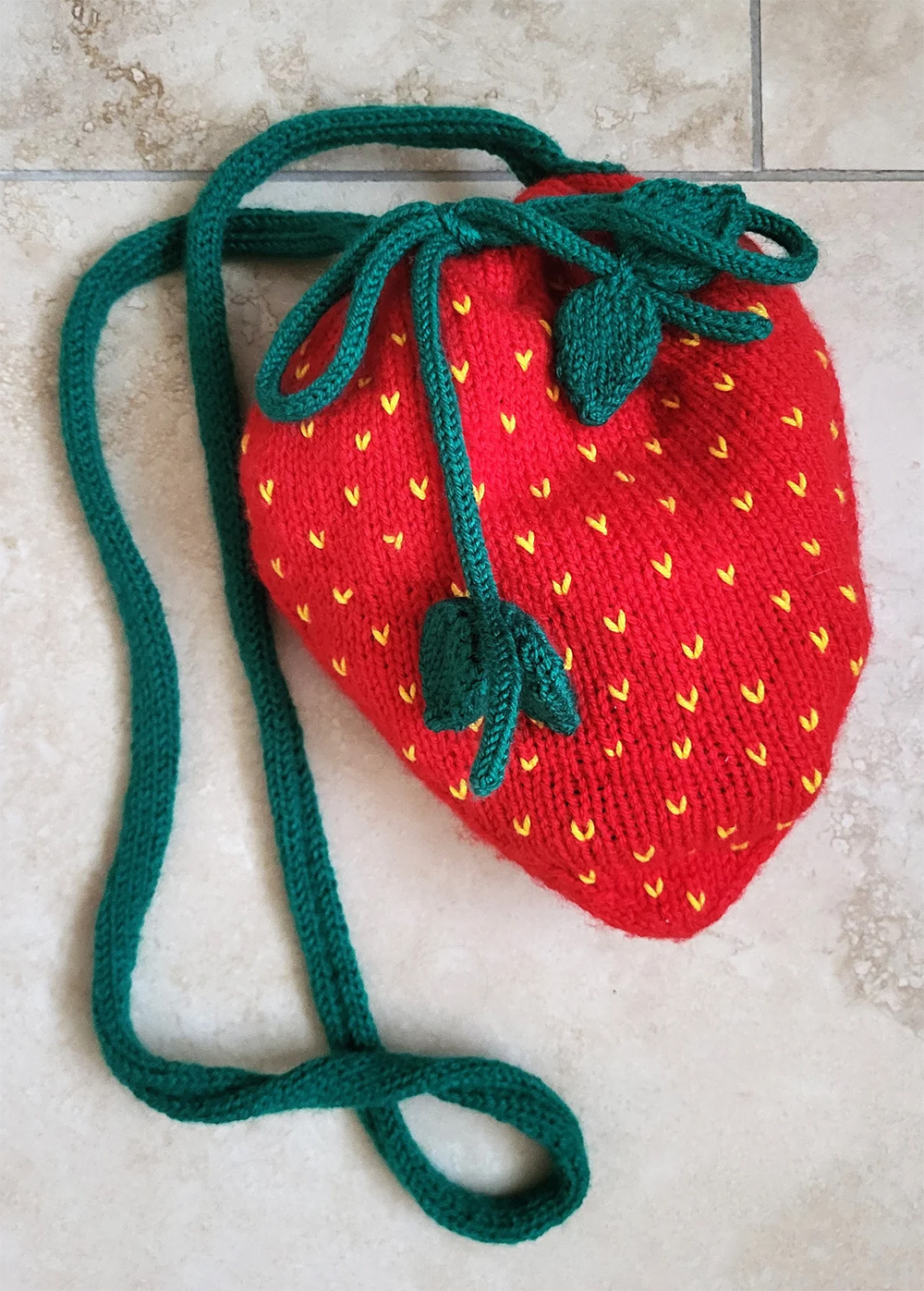 Strawberry Drawstring Bag Knitting Pattern