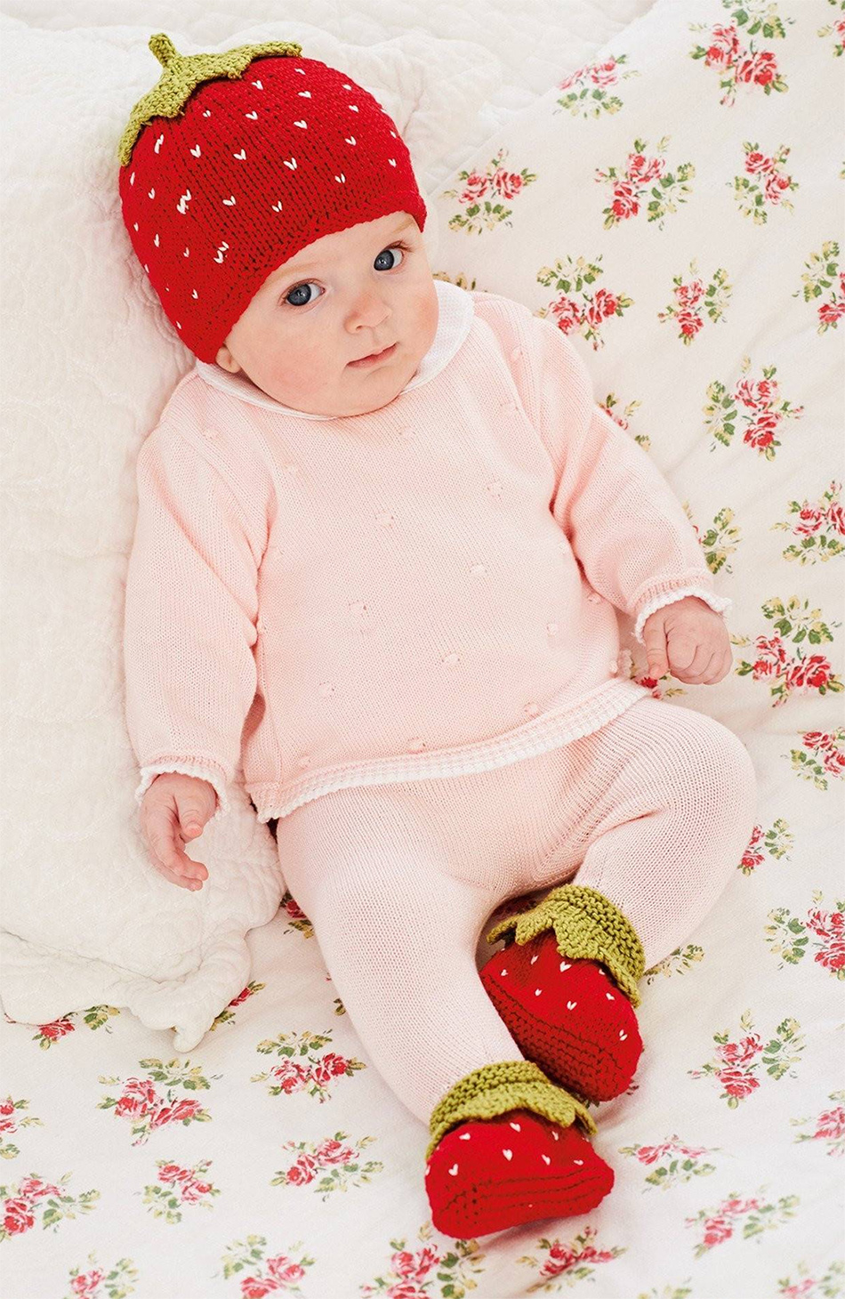 Strawberry Baby Hat And Booties Knitting Pattern