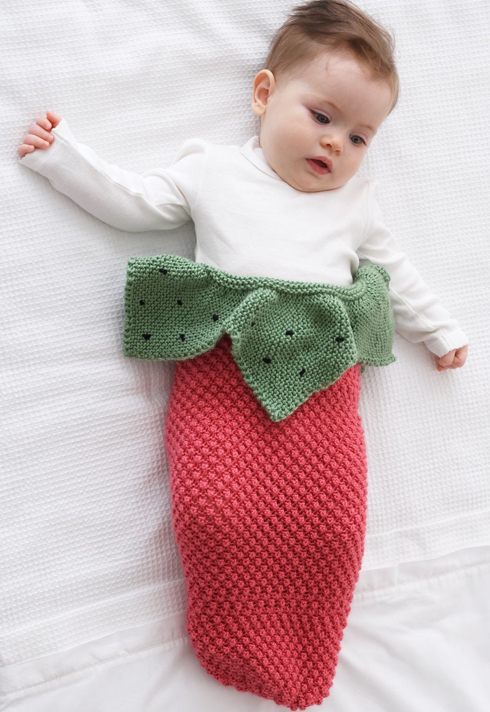 Free knitting pattern for Strawberry Baby Cocoon