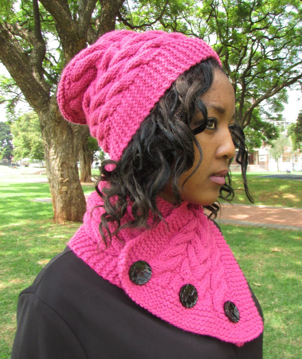  Strawberry Neckwarmer and Hat  Knitting Pattern