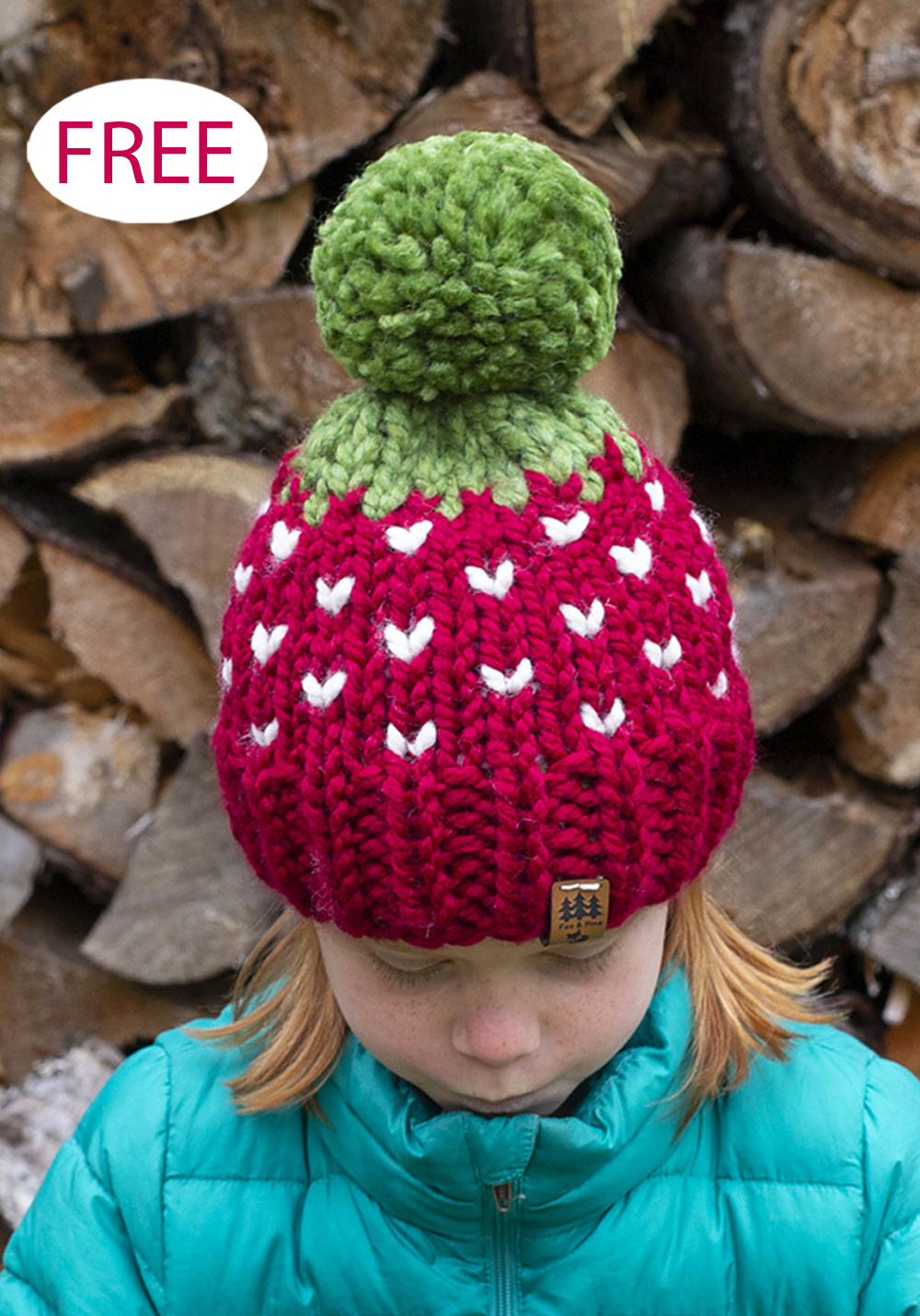 Free Strawberry Pompom Hat Chunky Knitting Pattern