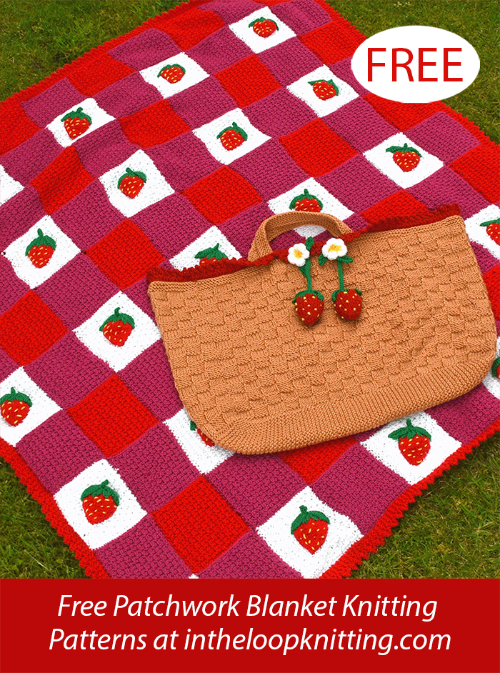 Free Strawberry Summer Blanket and Picnic Bag Knitting Pattern