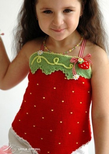 Knitting Pattern for Child's Strawberry Top
