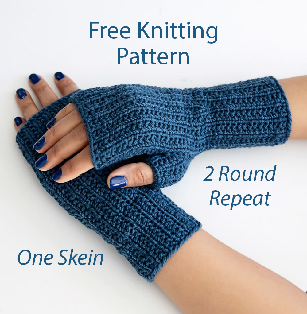 Free Knitting Pattern One Skein Stretch Knit Fingerless Gloves