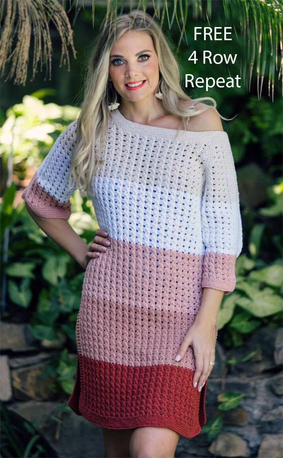Free Stripe Mesh Peephole Slipover Knitting Pattern