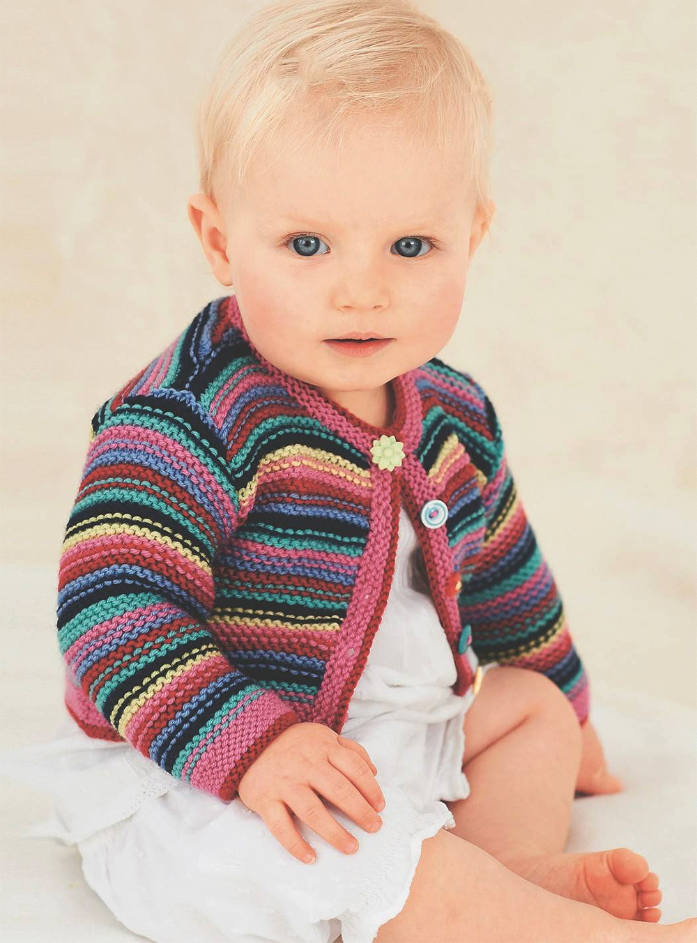 Striped Baby Cardigan Set Knitting Pattern