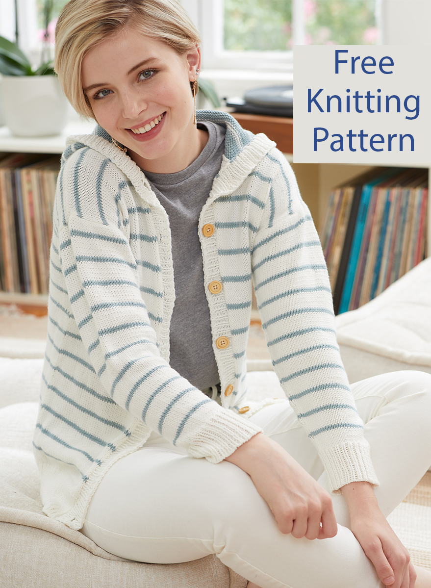 Free Striped Hooded Cardigan Knitting Pattern