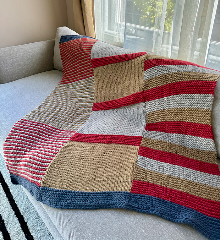 Striped Throw  Blanket  Knitting Pattern