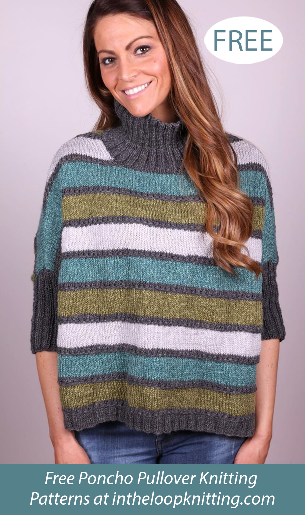 Free Striped Poncho Sweater Knitting Pattern