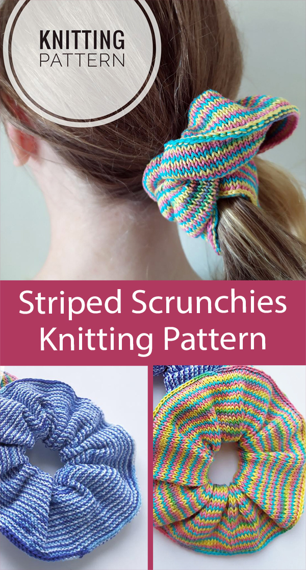 Scrunchie Knitting Pattern Striped Ponytail Holders