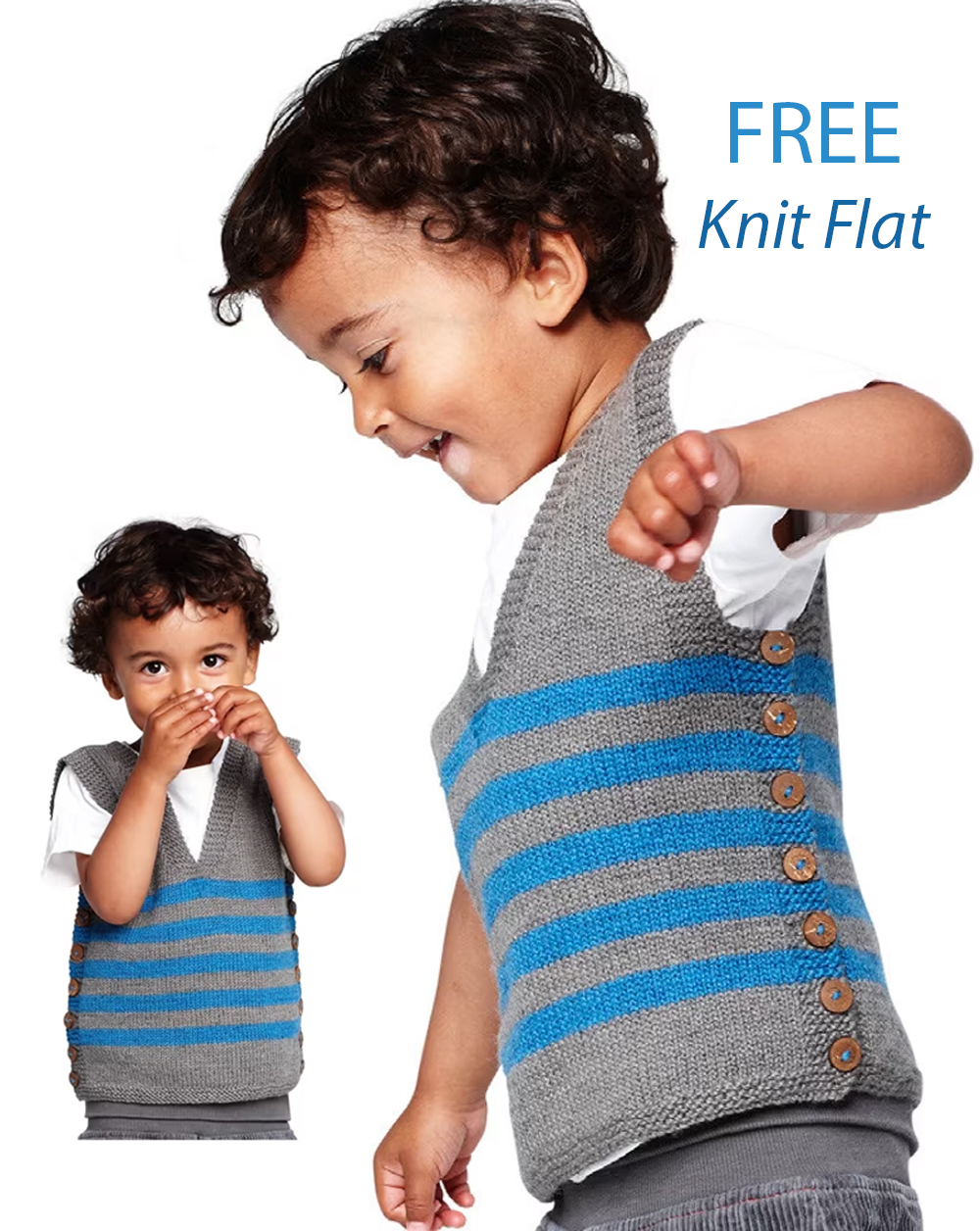 Free Children's Striped Slipover with Buttons Vest Knitting Pattern
