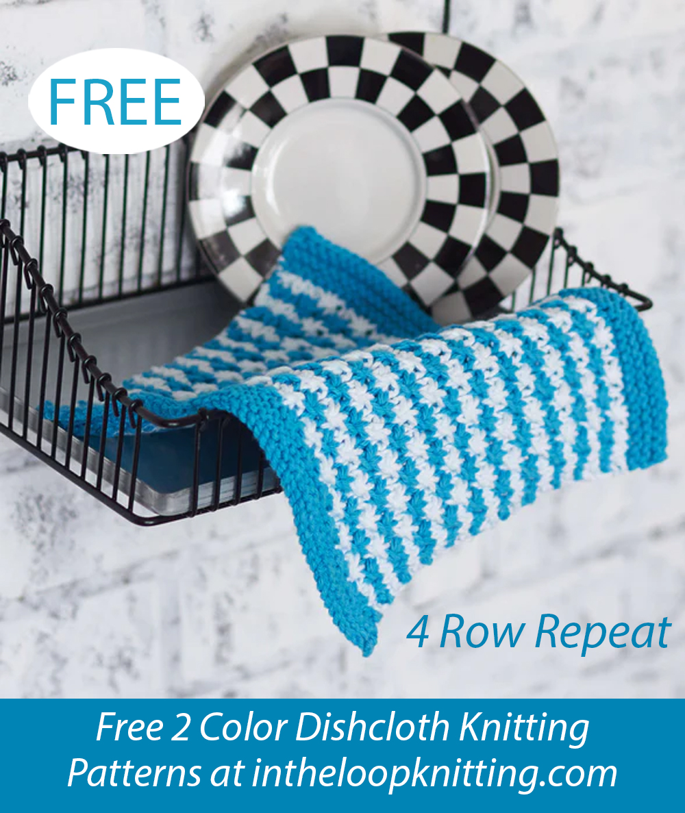 Free Striped Star Stitch Dishcloth Knitting Pattern 