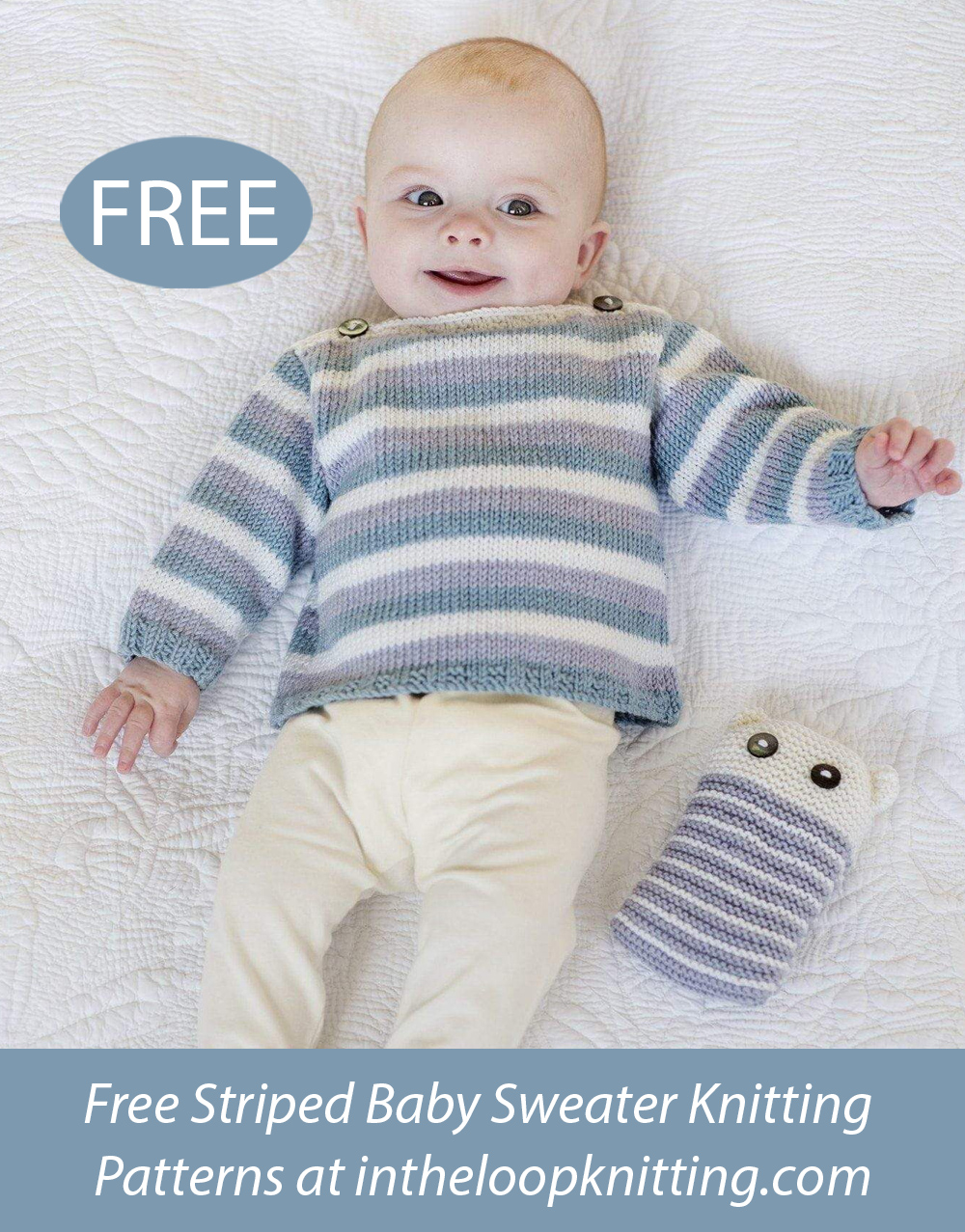 Free Striped Baby Sweater and Bonus Toy Knitting Pattern