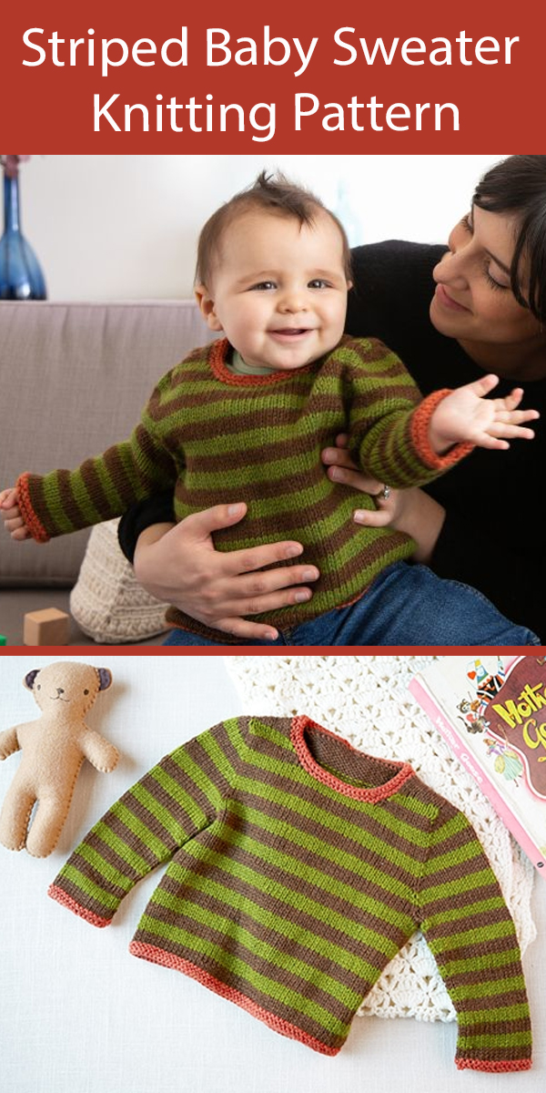 Baby Sweater Knitting Pattern Striped Baby or Toddler Pullover Jumper